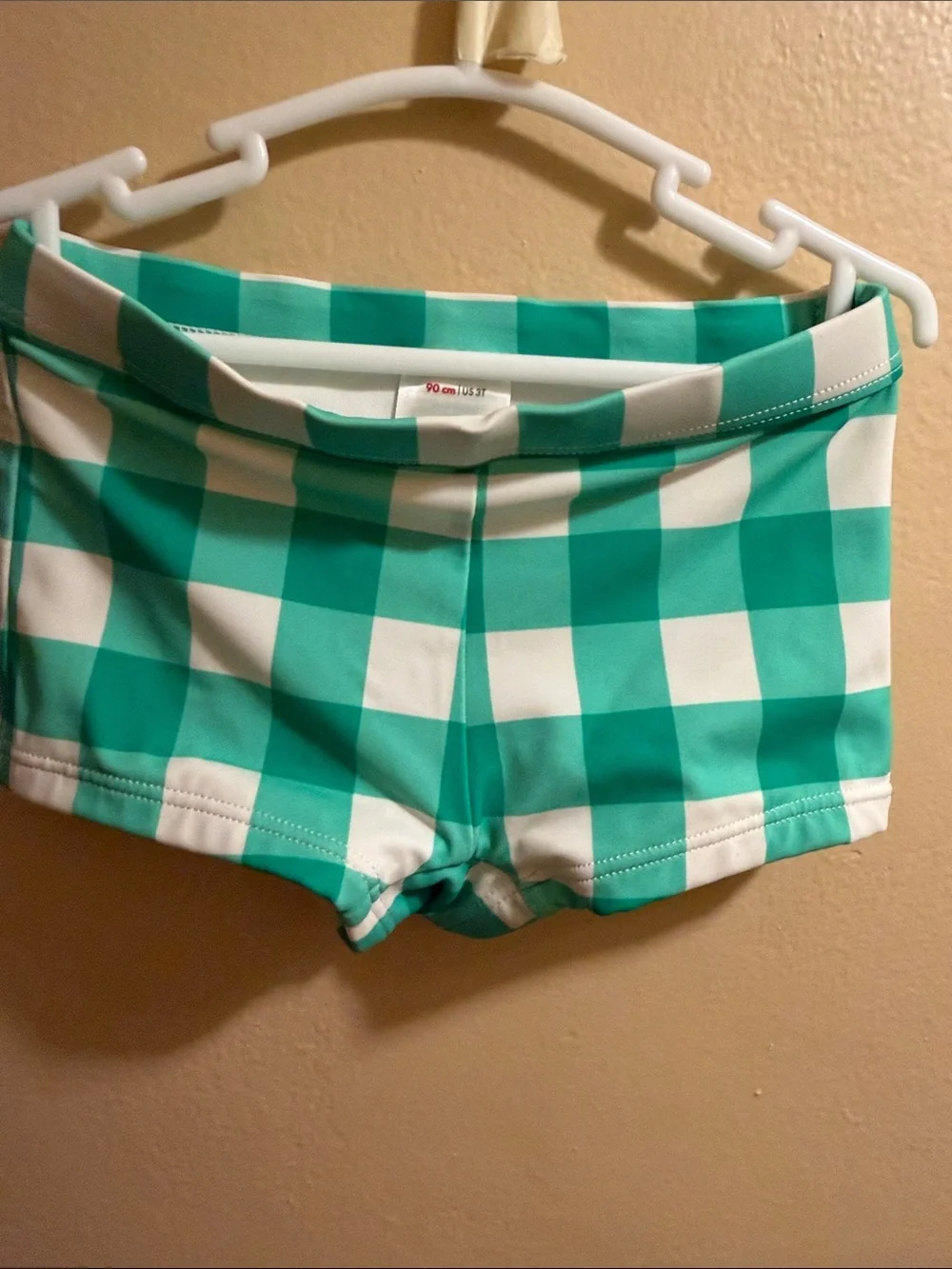 Hanna Andersson Teal and White Checker Bike Shorts